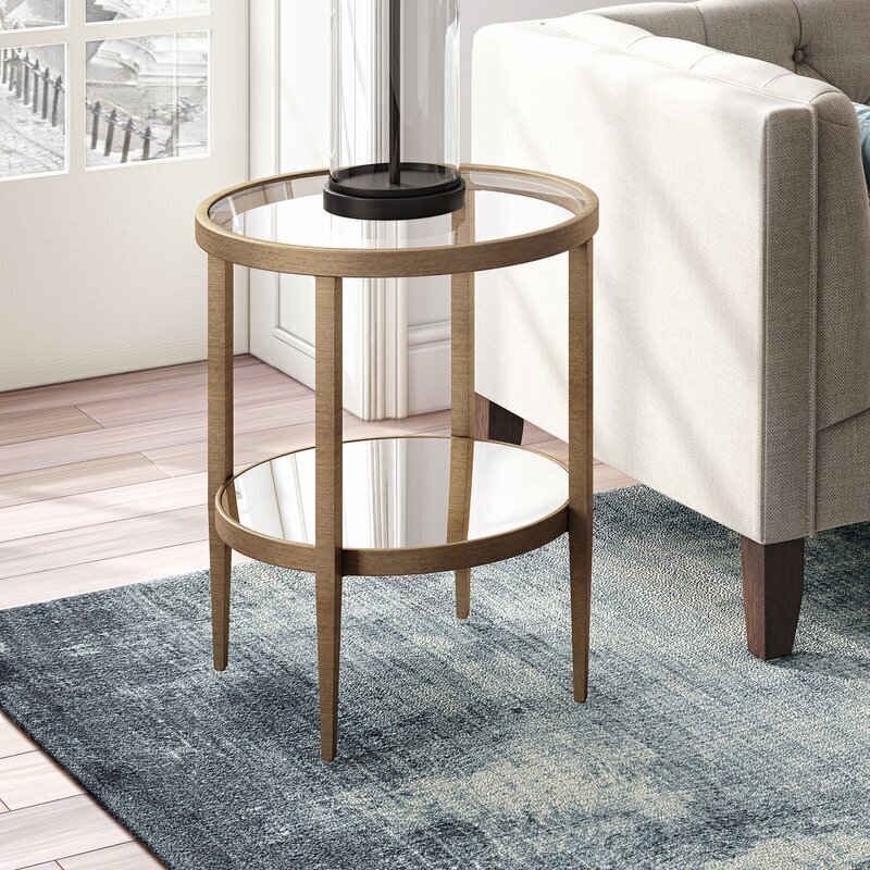 Charming Brass Glass End Table