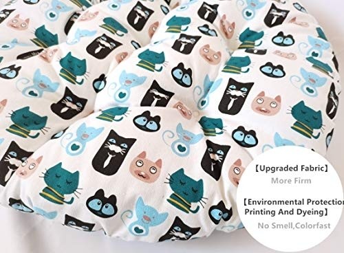 CHEOALFA 22x22 (Set of 2) Round Floor Pillow Japanese Futon Chair Pad Tatami Floor Cushion for Living Room Balcony Outdoor Children‘s Play Area etc. (Cats, 22x22inch)