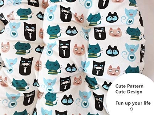 CHEOALFA 22x22 (Set of 2) Round Floor Pillow Japanese Futon Chair Pad Tatami Floor Cushion for Living Room Balcony Outdoor Children‘s Play Area etc. (Cats, 22x22inch)