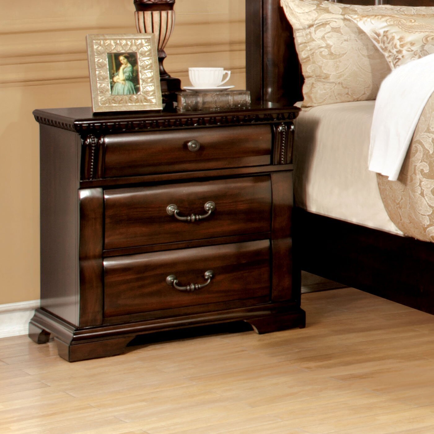 Cherry Mission Nightstand with Drawers
