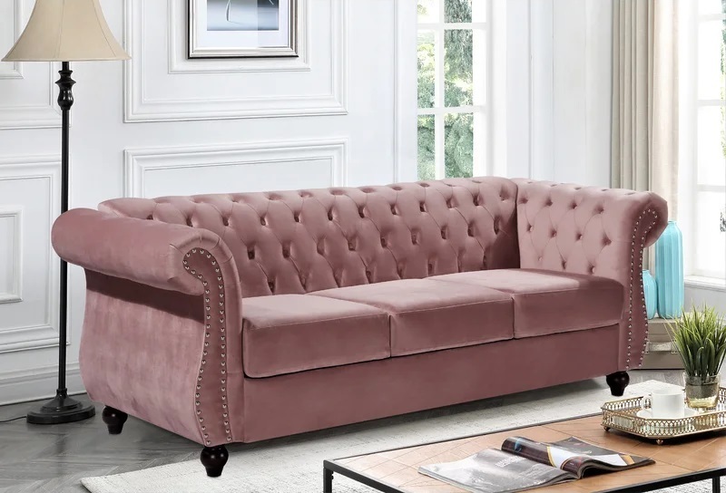 Chesterfield sofa in a pink finish