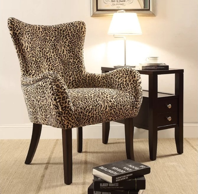 Chic Curved Mid Century Modern African Accent Chair
