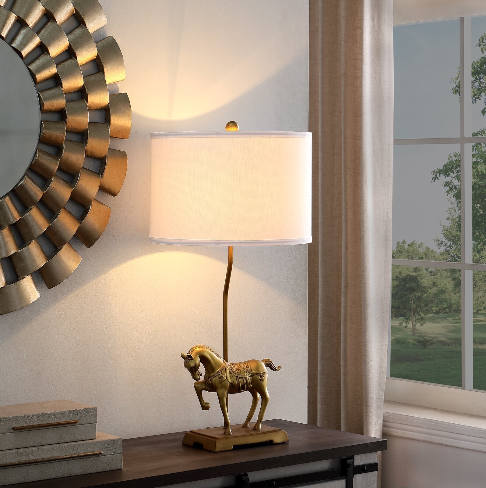 Chic Gold Stallion Horse Table Lamp
