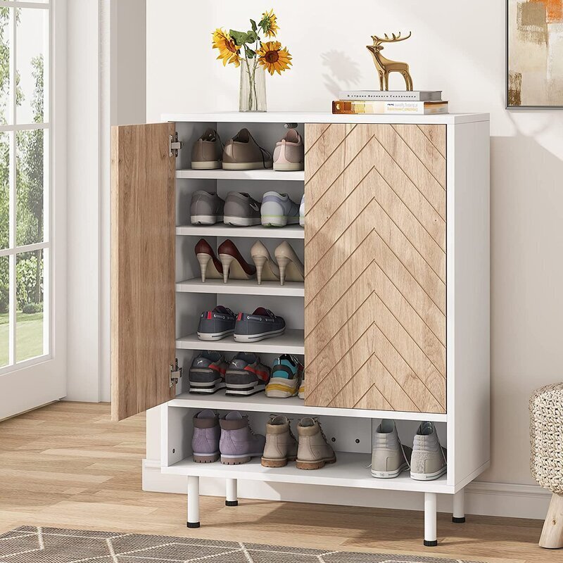 Frances Rattan 3 Tier Shoe Storage Cabinet, Natural | daals