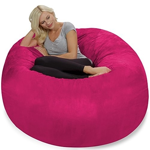 Chill Sack Bean Bag Chair: Giant 5' Memory Foam Furniture Bean Bag - Big Sofa with Soft Micro Fiber Cover - Pink
