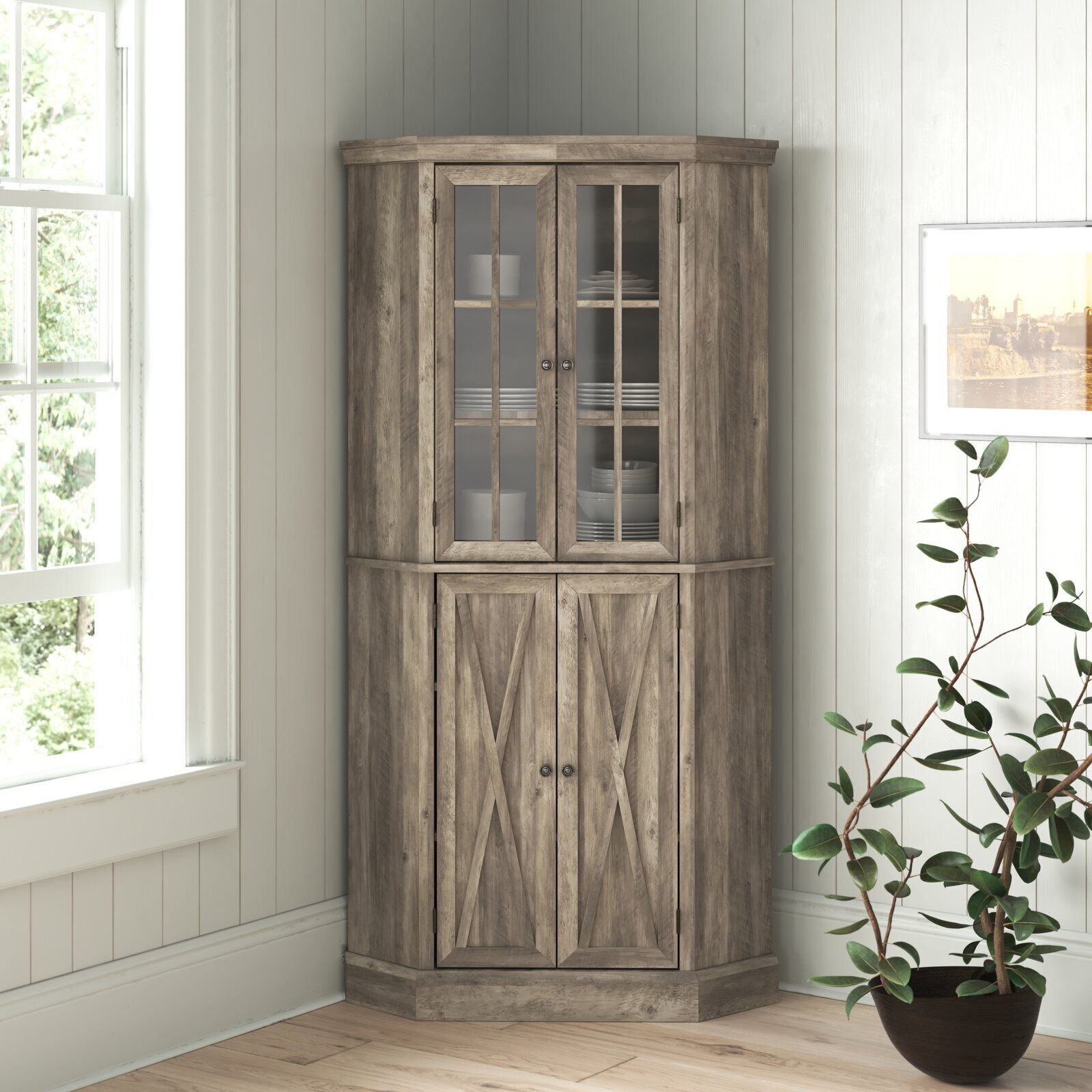 China cabinet with farmhouse charm