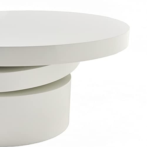 Christopher Knight Home CKH Small Oval Mod Rotatable Coffee Table, Glossy White