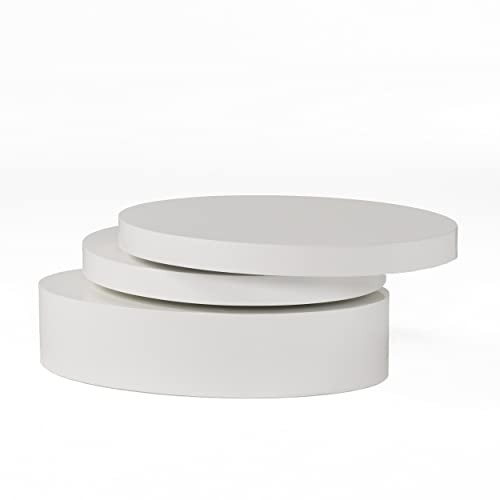 Christopher Knight Home CKH Small Oval Mod Rotatable Coffee Table, Glossy White