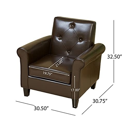 Christopher Knight Home Isaac Tufted Leather Club Chair, Chocolate Brown
