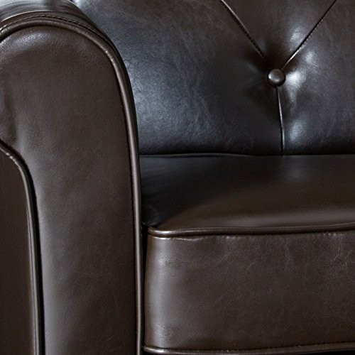 Christopher Knight Home Isaac Tufted Leather Club Chair, Chocolate Brown