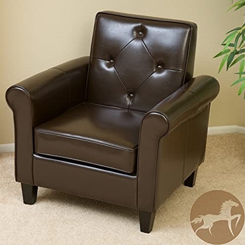 Christopher Knight Home Isaac Tufted Leather Club Chair, Chocolate Brown