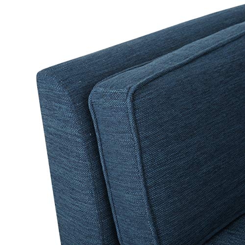 Christopher Knight Home Lorraine Contemporary 3 Seater Fabric Sofa, Navy Blue + Dark Brown