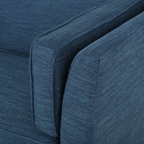 Christopher Knight Home Lorraine Contemporary 3 Seater Fabric Sofa, Navy Blue + Dark Brown