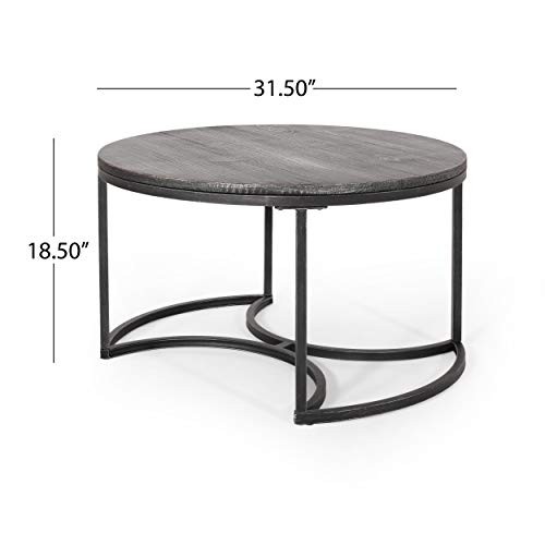 Christopher Knight Home Roberta Coffee Table Set, Gray, Pewter