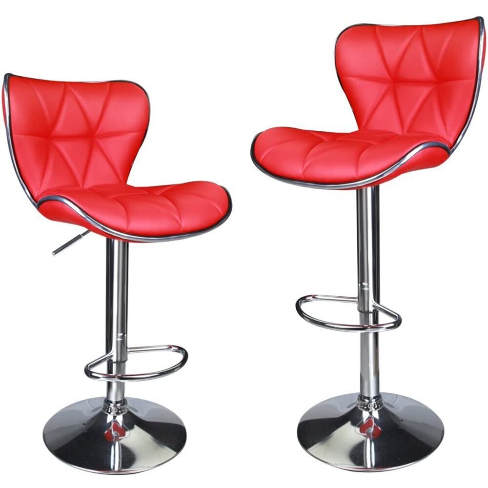 Chrome Swivel Red Leather Counter Stools
