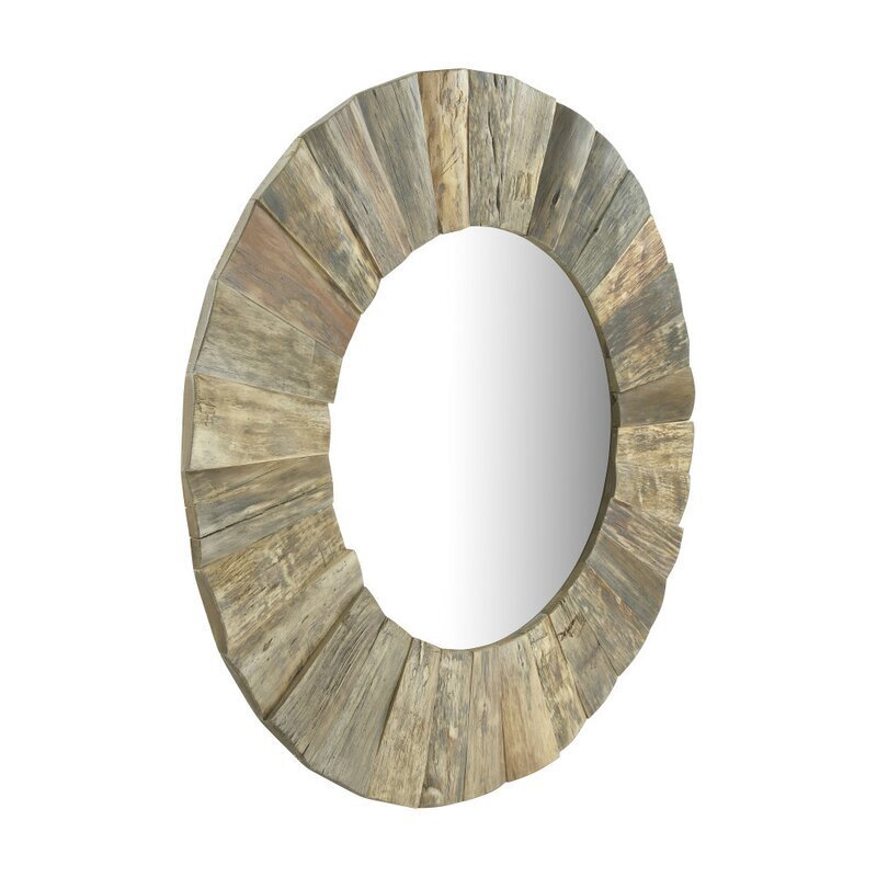 Classic round wood mirror