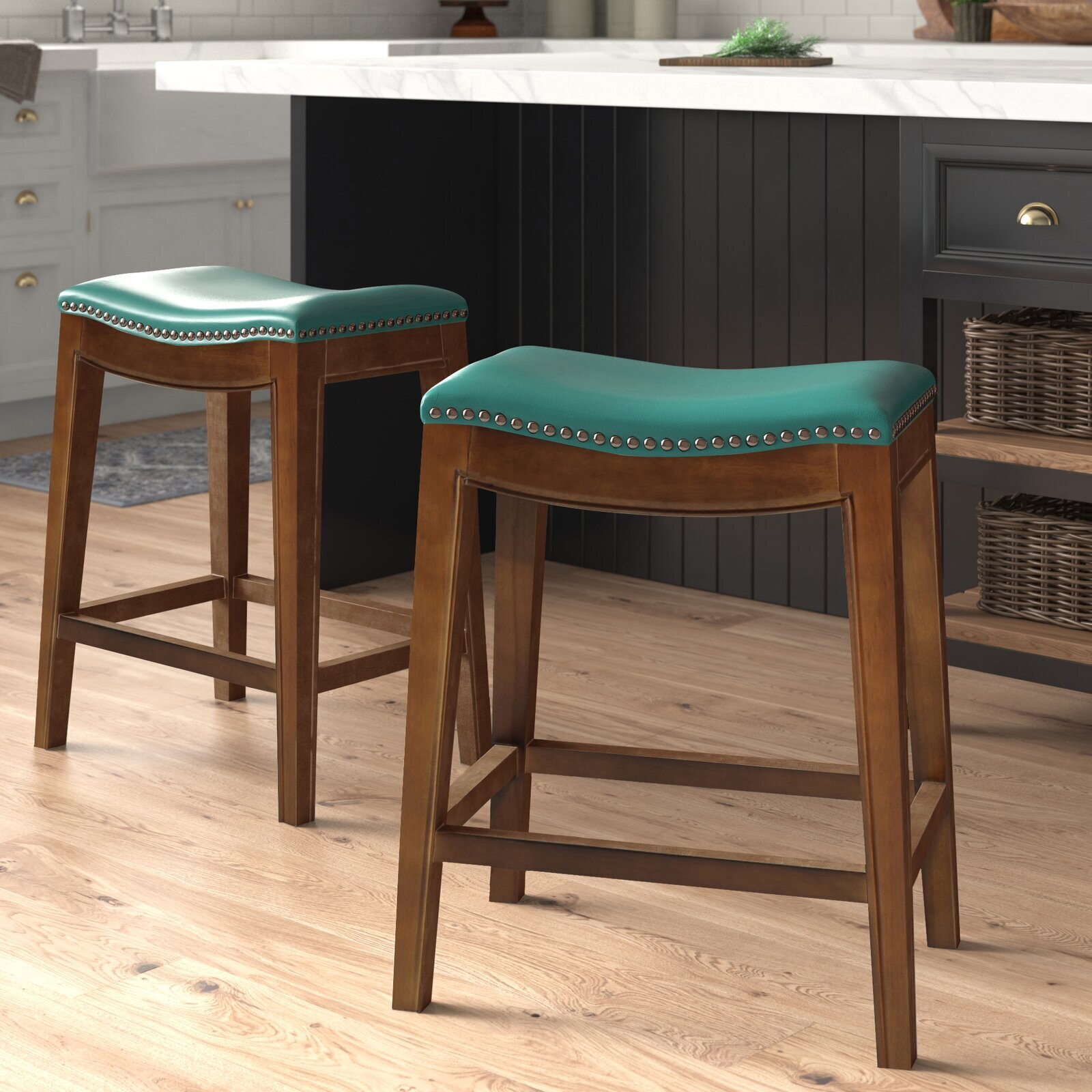 Classic style turquoise bar stool
