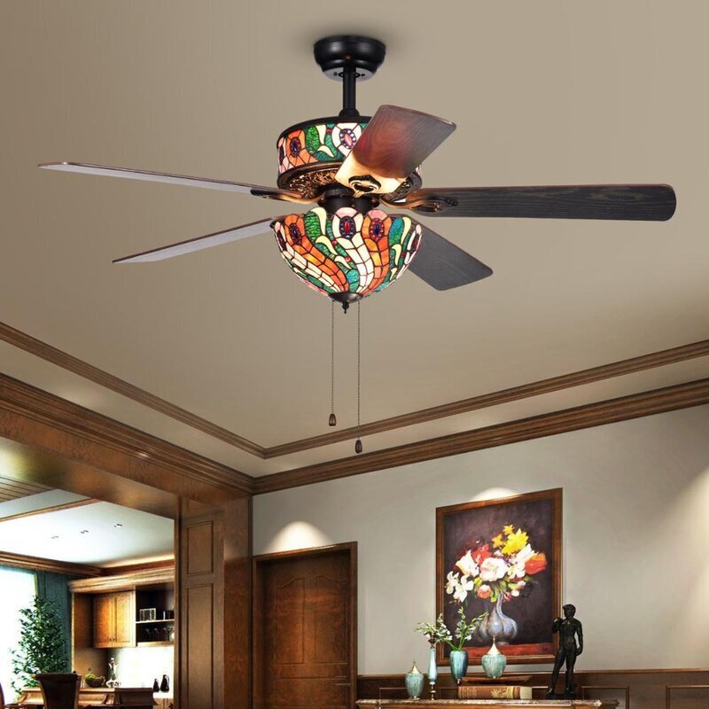 Classy stained glass ceiling fan