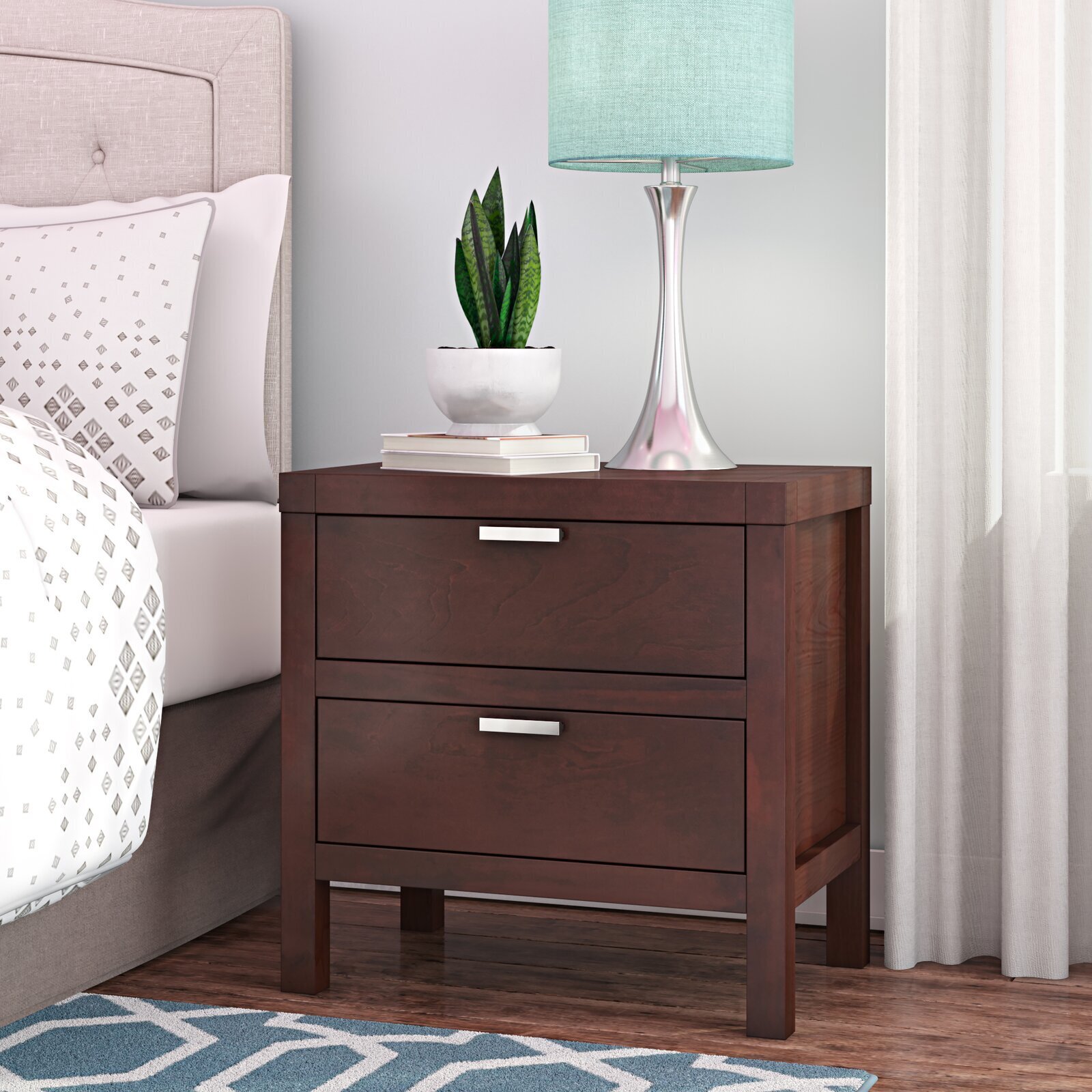 Clean and Rustic Mahogany Nightstand