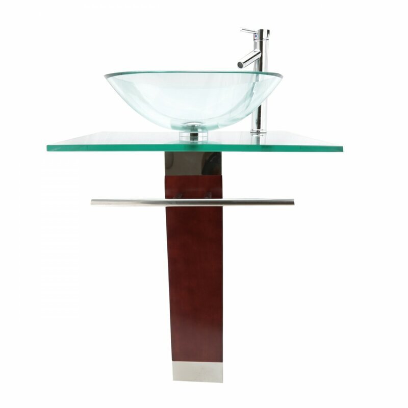 Clear glass ultra modern pedestal sinks