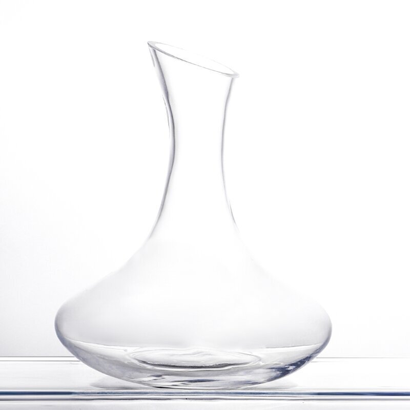 Clear hand blown glass wine decanter