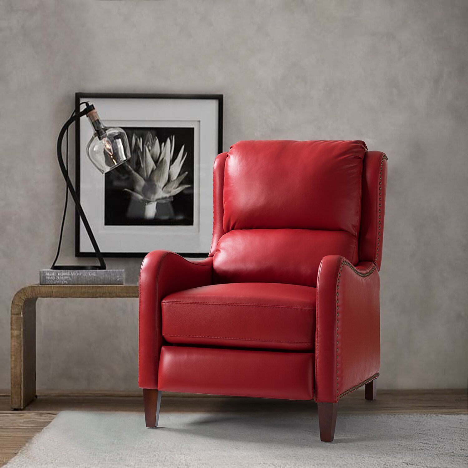 Club style Red Leather Recliner