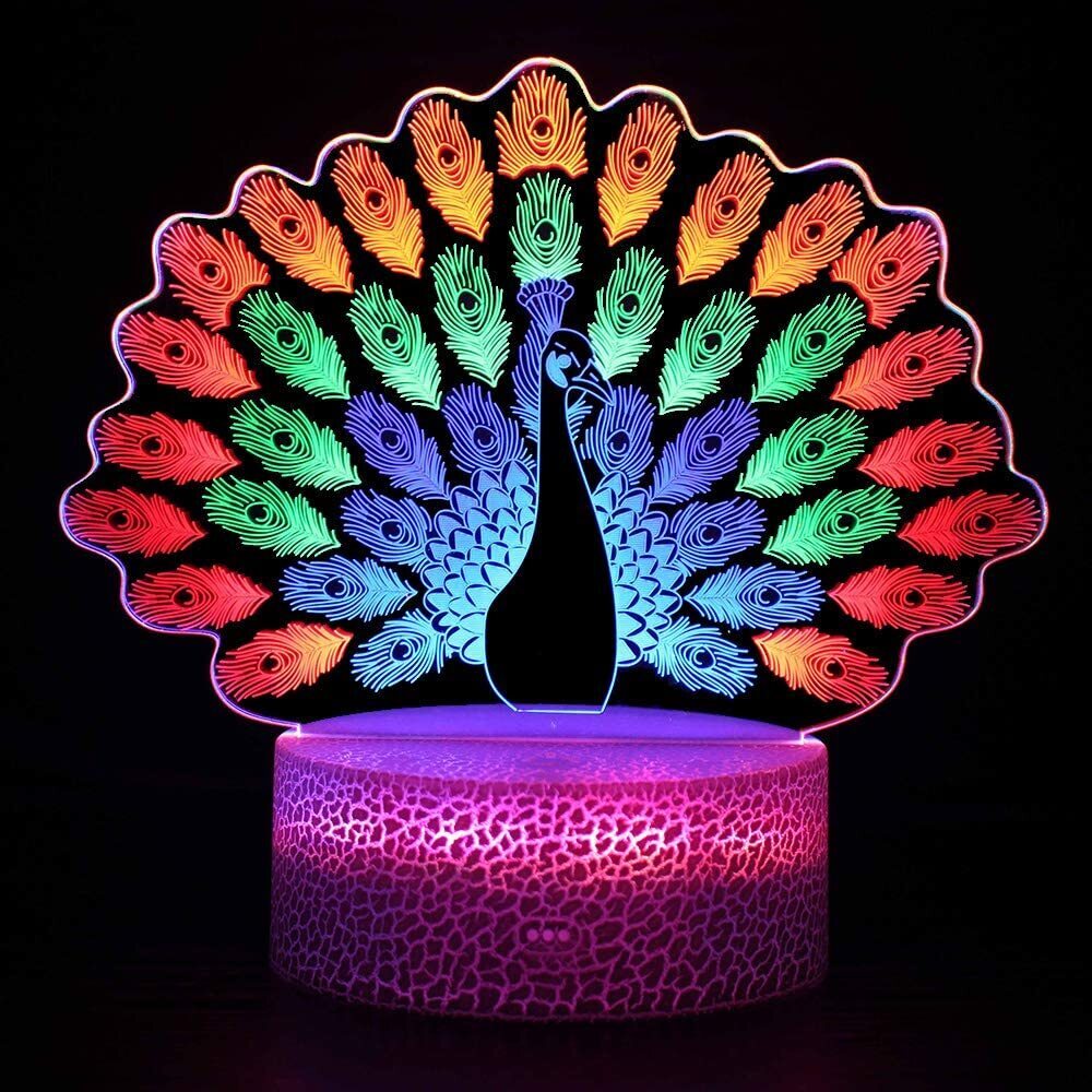 Color Changing Peacock Night Lamp