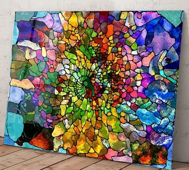 Colorful stained glass wall art