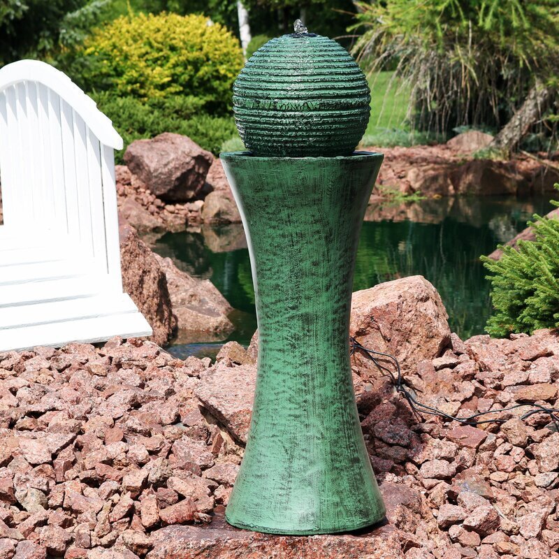 Column sphere fiberglass and resin water fountain