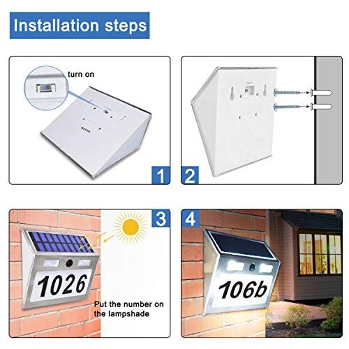 Comboss Solar House Number Plaque Light with 200LM Motion Sensor LED Light Address Number for Home Garden, Customized Letter & Number