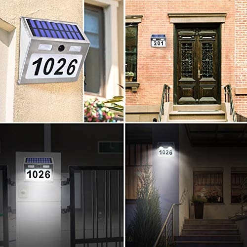 Comboss Solar House Number Plaque Light with 200LM Motion Sensor LED Light Address Number for Home Garden, Customized Letter & Number