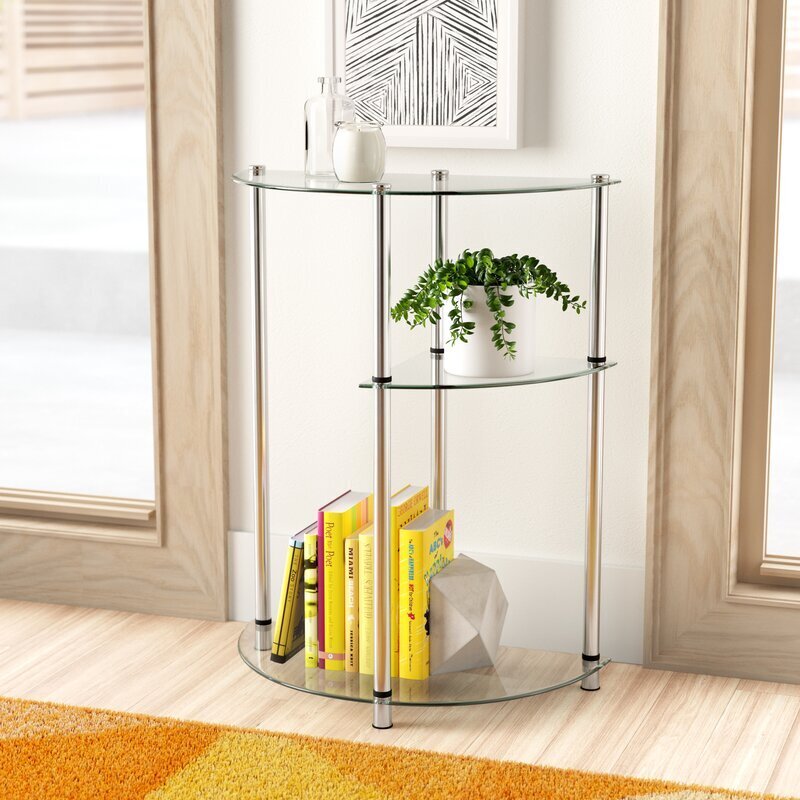 Compact Glass Metal Console Table