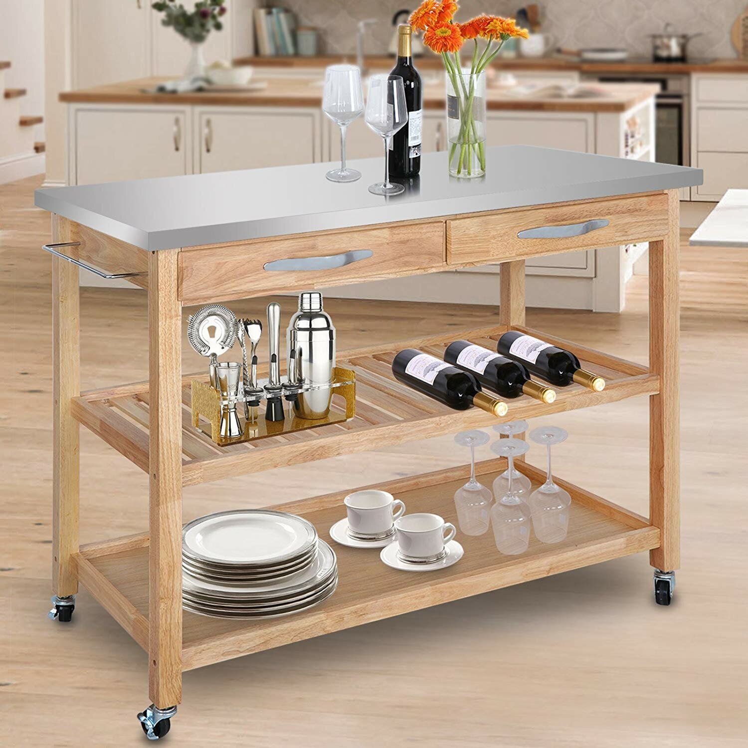 Compact stainless steel kitchen island