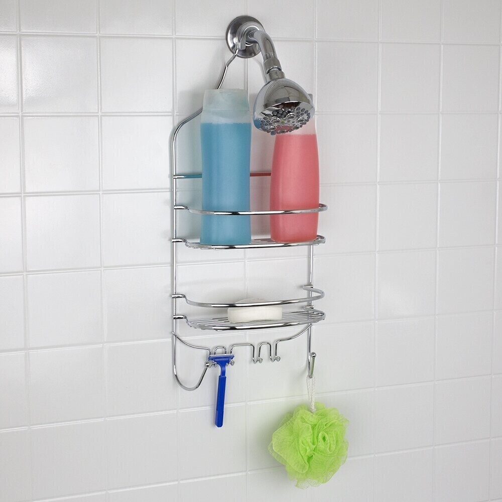 Compact wire shower shelves