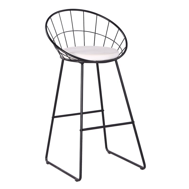 Contemporary Black Wire Bar Stools With Backs