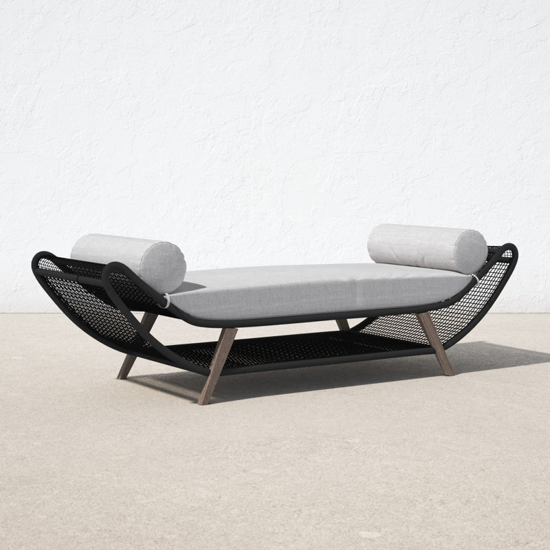 Contemporary garden bench with cushions