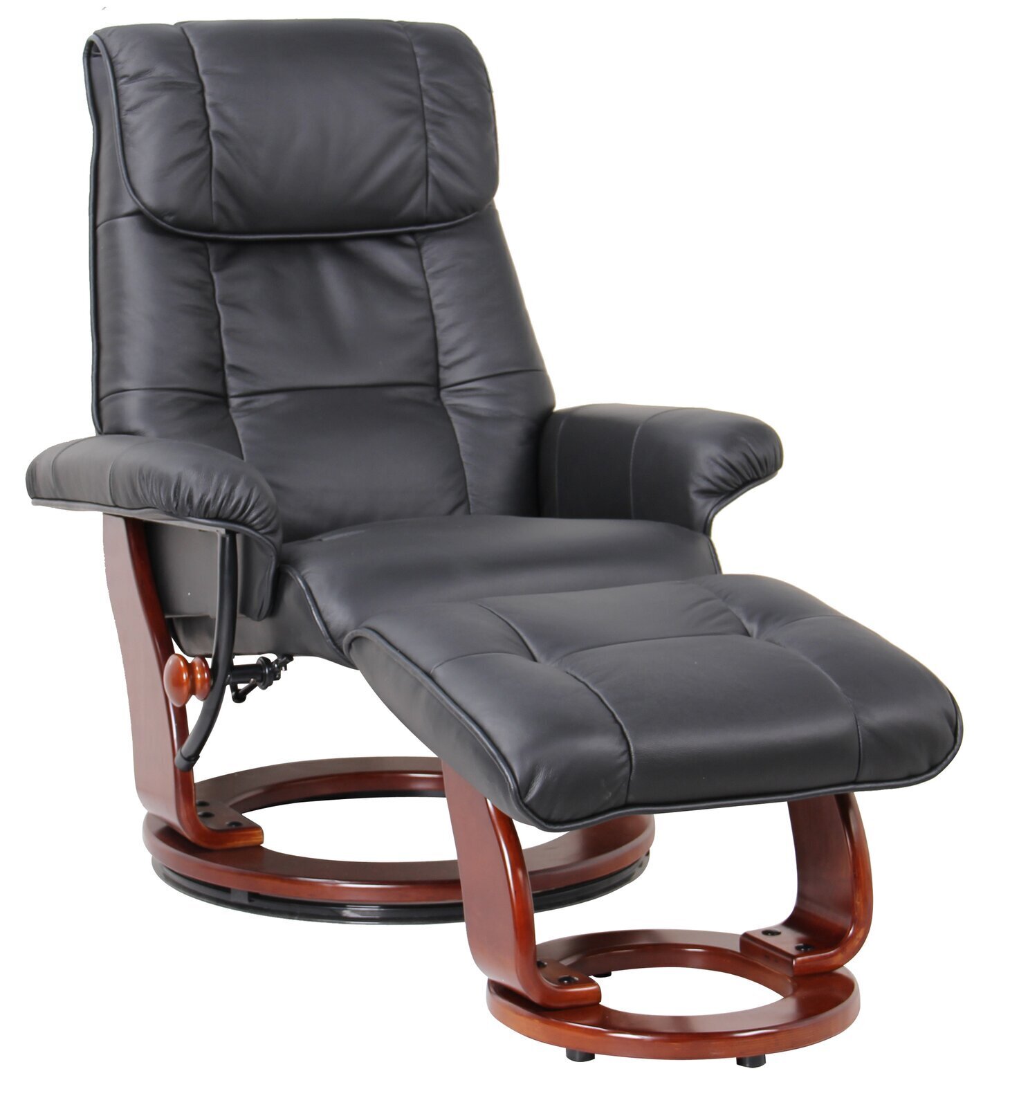 Contemporary Leather Recliner with Ottoman