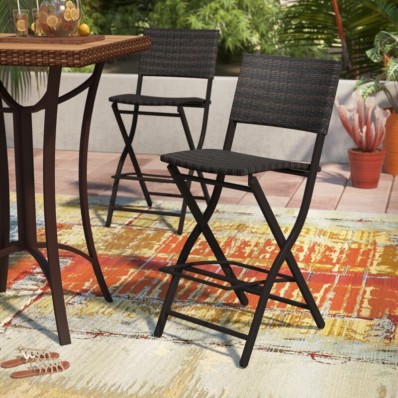 Contemporary outdoor folding bar stool set