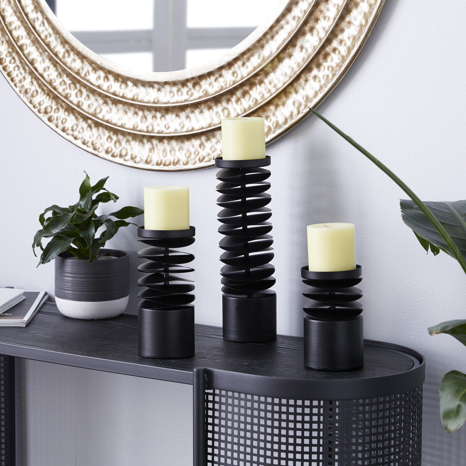 Contemporary Style Tall Candle Holders Set of 3