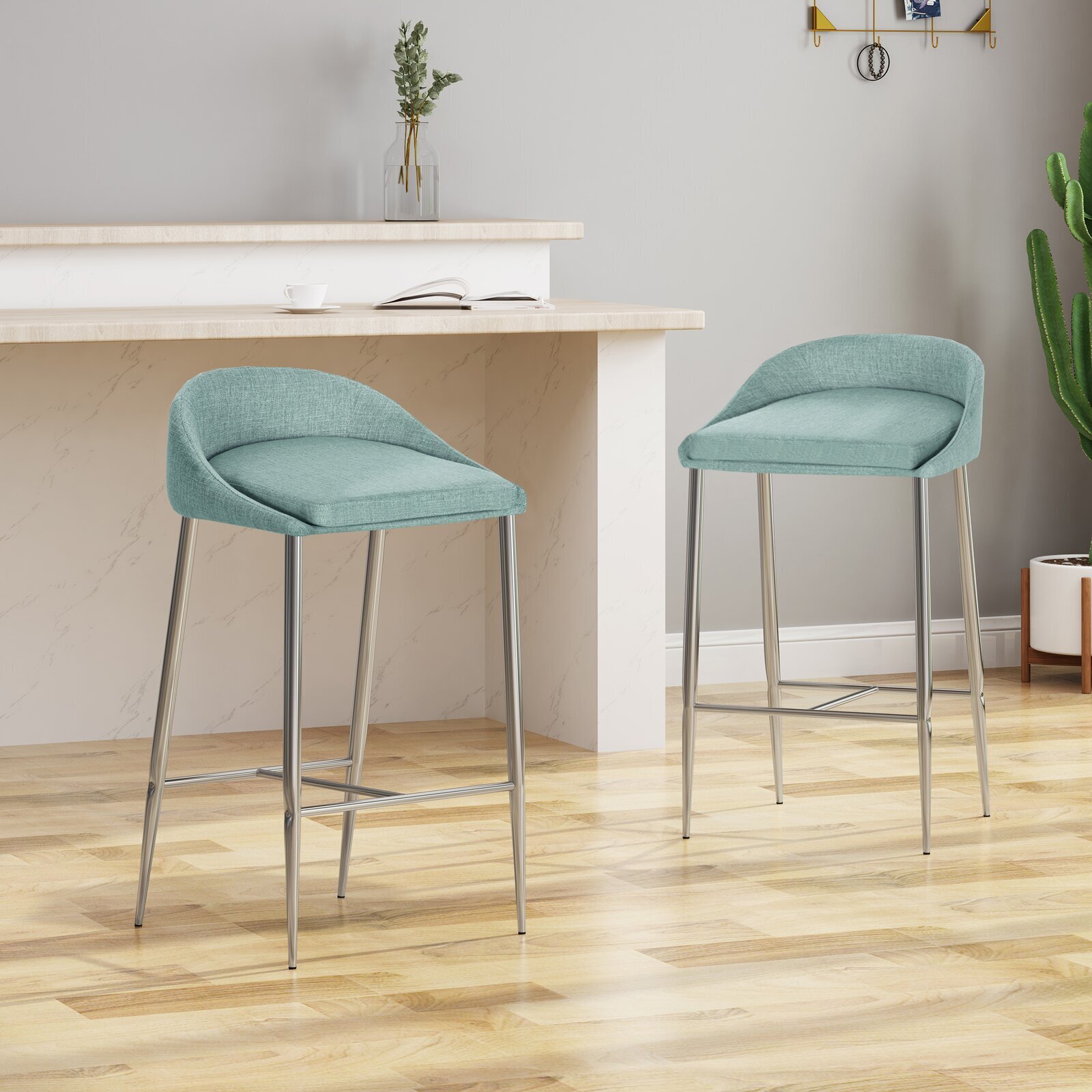 Contemporary turquoise counter height chairs