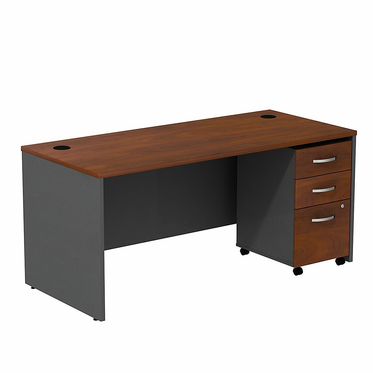 Contrasting Computer Desk with Drawers