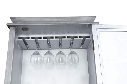 Convenience Concepts Gold Coast Serving Bar, Antique Silver / Mirror