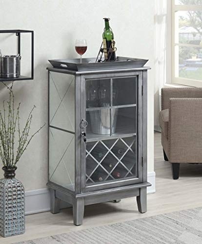 Convenience Concepts Gold Coast Serving Bar, Antique Silver / Mirror