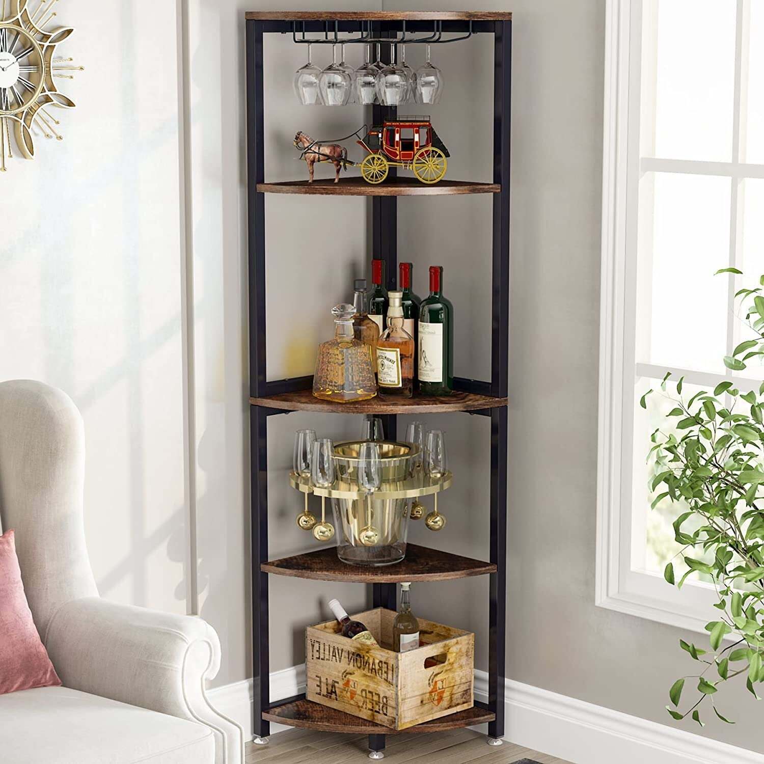 Corner Wine Glass Rack and Bookcase