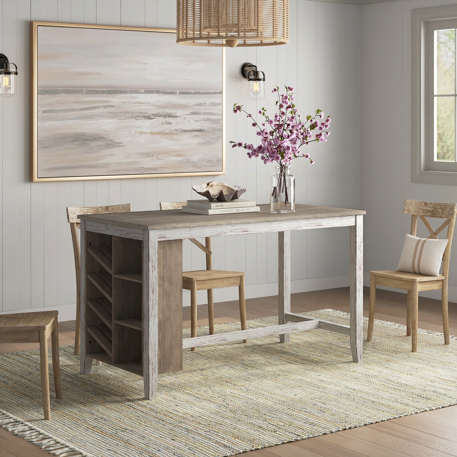 Counter height dining table with farmhouse appeal