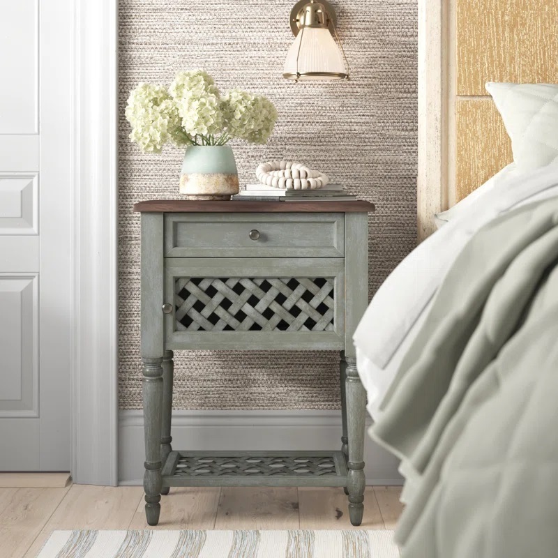 Country Style Distressed Side Table