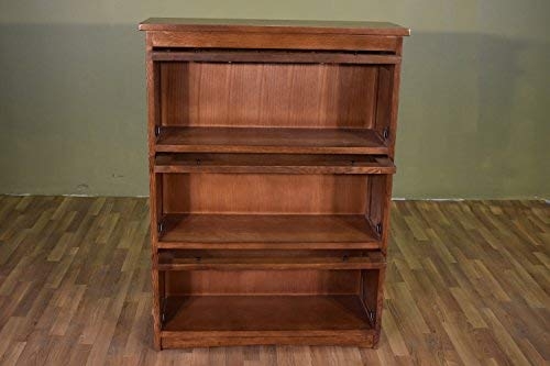 Crafters and Weavers Mission Craftsman Quarter Sawn Oak 3 Stack Leaded Glass Barrister Bookcase