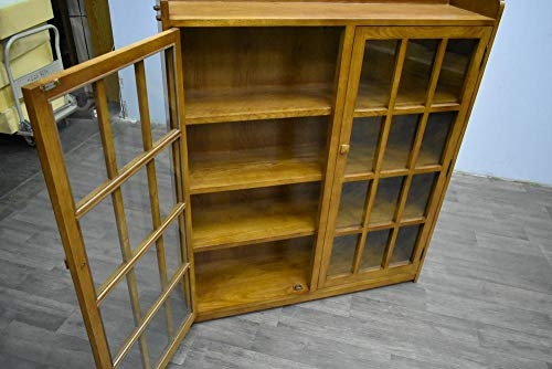 Crafters and Weavers Mission Oak 2 Door Bookcase with Glass Doors - Michael's Cherry