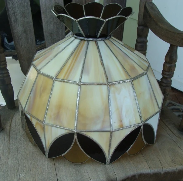 Cream Antique Slag Glass Lamp Shade
