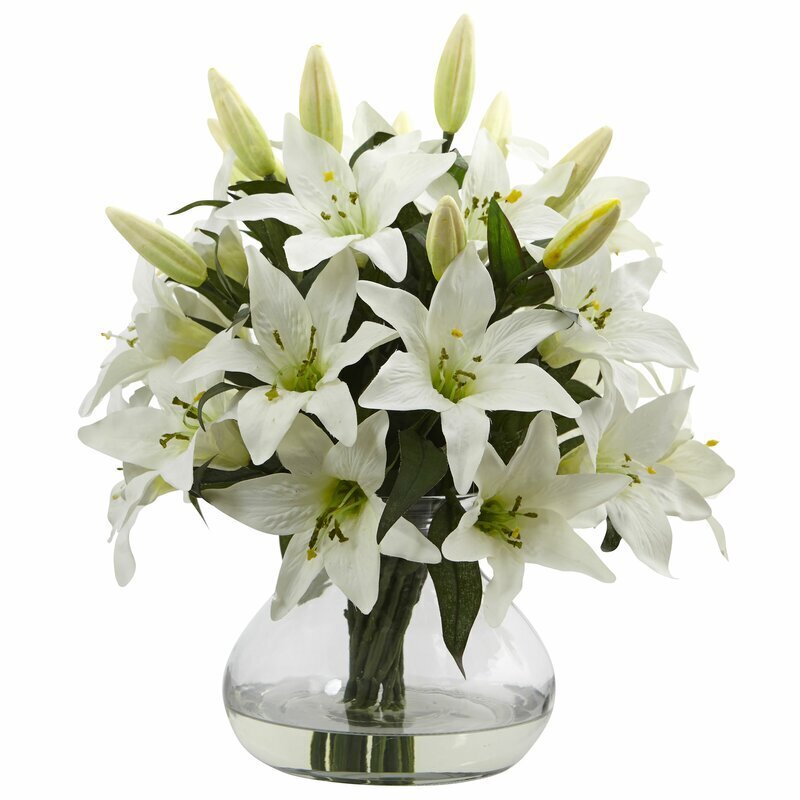 Creamy Lillies Large Artificial Flower Arrangements In Vases